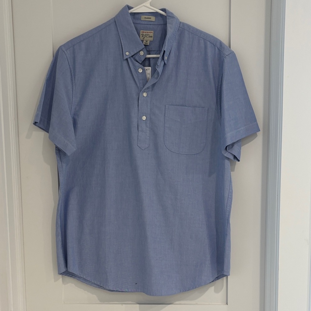 NWT. J. Crew Men's Blue short-sleeved Oxford Shirt